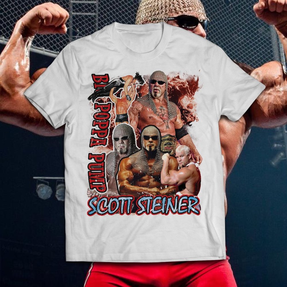 Vintage Style White Scott Steiner Wrestling Tee